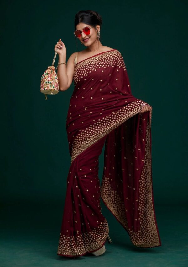 Designer Traditional Vichitra Silk Saree