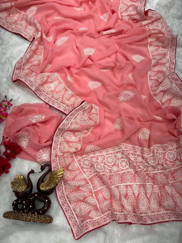 EXQUISITE BOUTIQUE DESIGNER LUKNOWI SAREE FOR PARTY & GATHERINGS